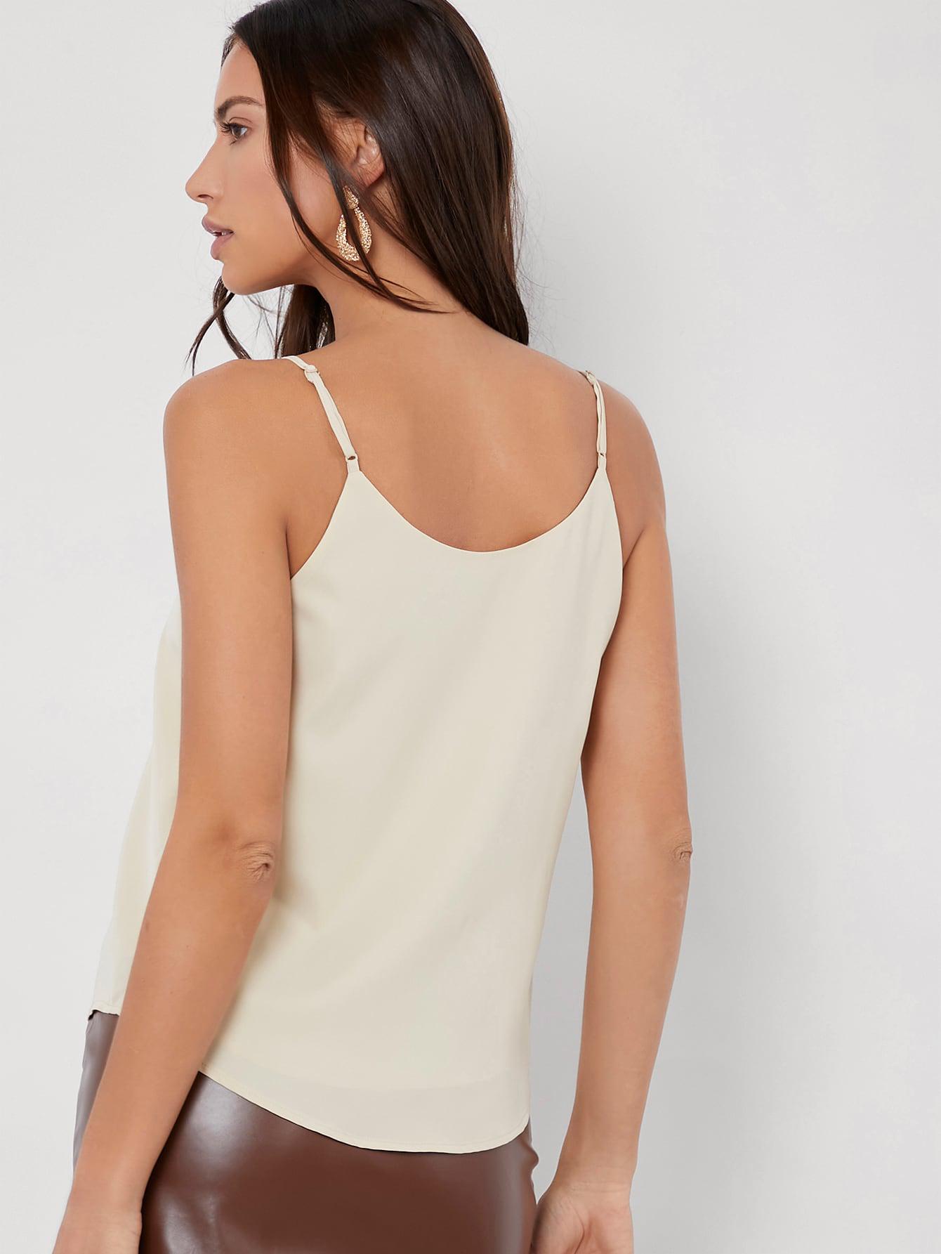 SHEIN BEŻOWY TOP NA RAMIĄCZKACH V-NECK S06__S