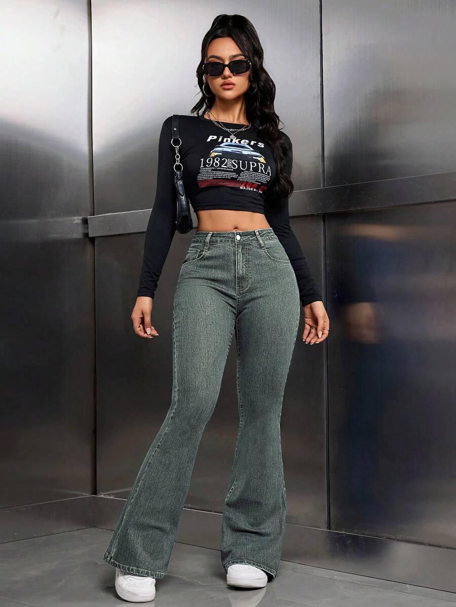 SHEIN NIEBIESKIE SPODNIE JEANS DZWONY S06__XS