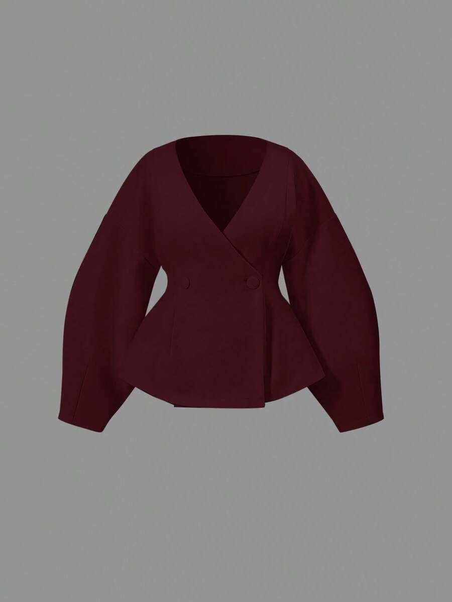 SHEIN BORDOWY PŁASZCZ GUZIKI W01__XS