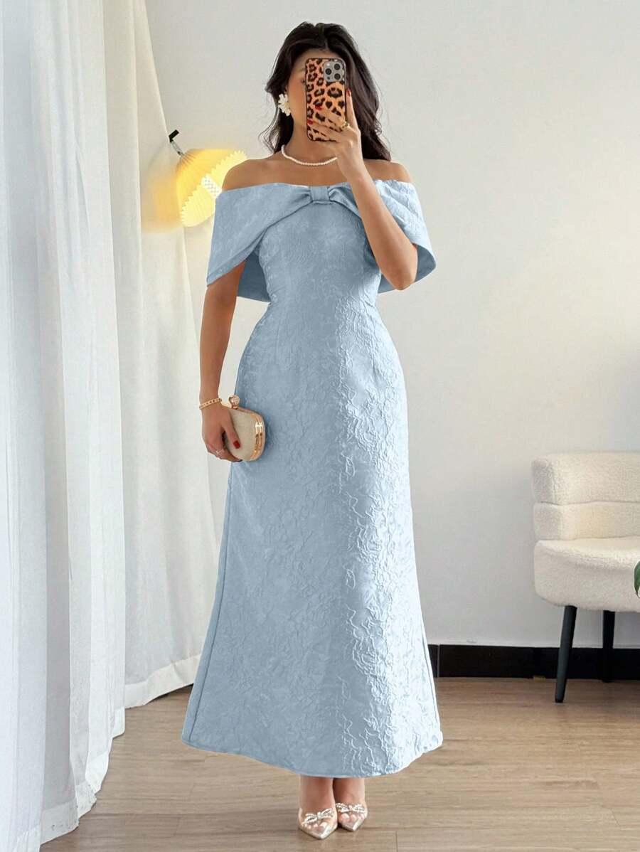 SHEIN NIEBIESKA MAXI SUKIENKA ODKRYTE RAMIONA S06__M