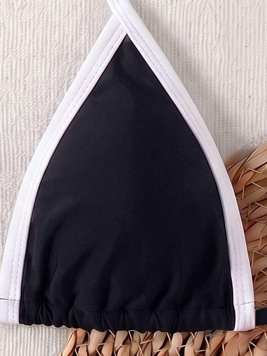 SHEIN DWUCZĘŚCIOWY STRÓJ KĄPIELOWY KONTRAST S09__M