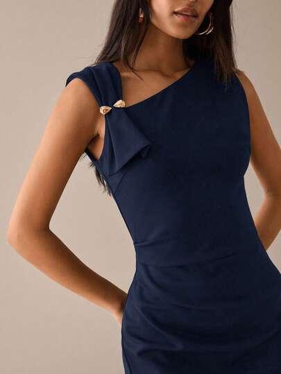 SHEIN GRANATOWA SUKIENKA MIDI S06__M