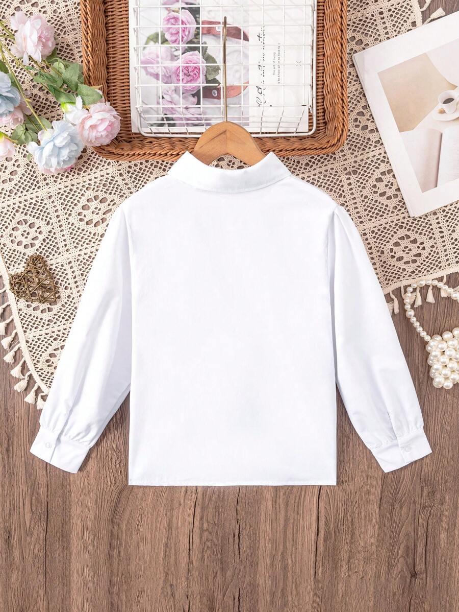 SHEIN KLASYCZNA BIAŁA KOSZULA Z DŁUGIM RĘKAWEM PK01__110/116