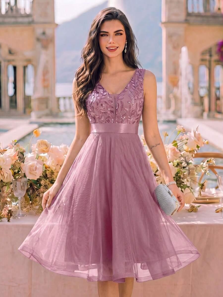 SHEIN FIOLETOWA SUKIENKA ZDOBIENIE S06__L