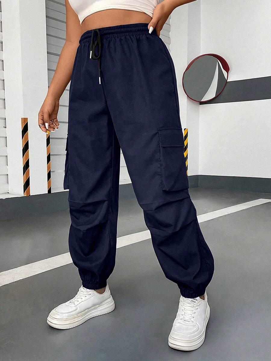 SHEIN GRANATOWE SPODNIE DRESOWE S06__52