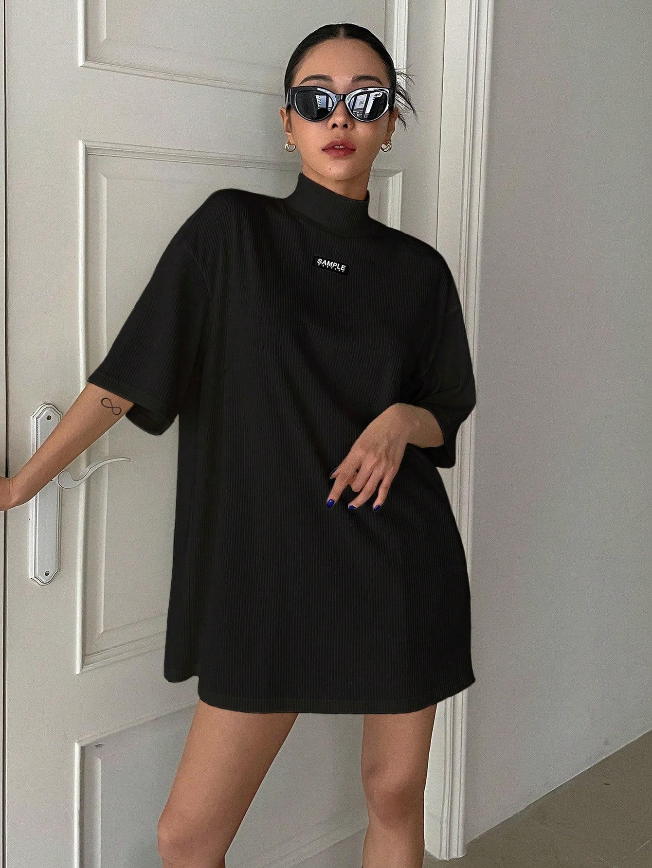 SHEIN CZARNA SUKIENKA MINI STÓJKA S06__L