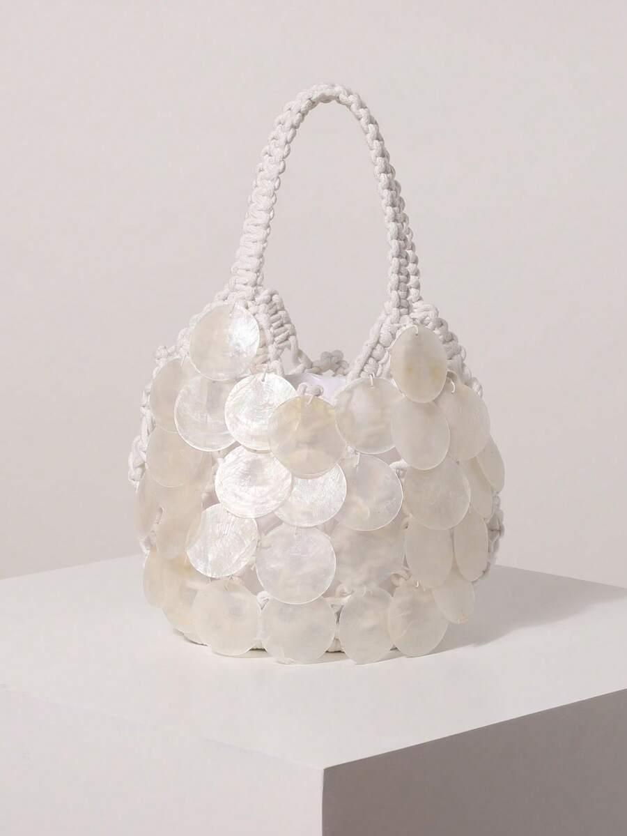 SHEIN BIAŁA TOREBKA ZDOBIENIE S07__19X11X14