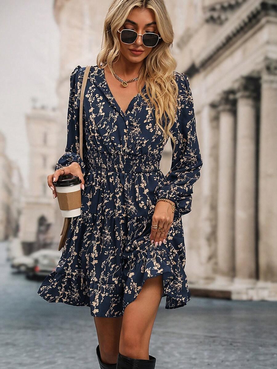 SHEIN SUKIENKA DŁUGI RĘKAW WZÓR S06__S