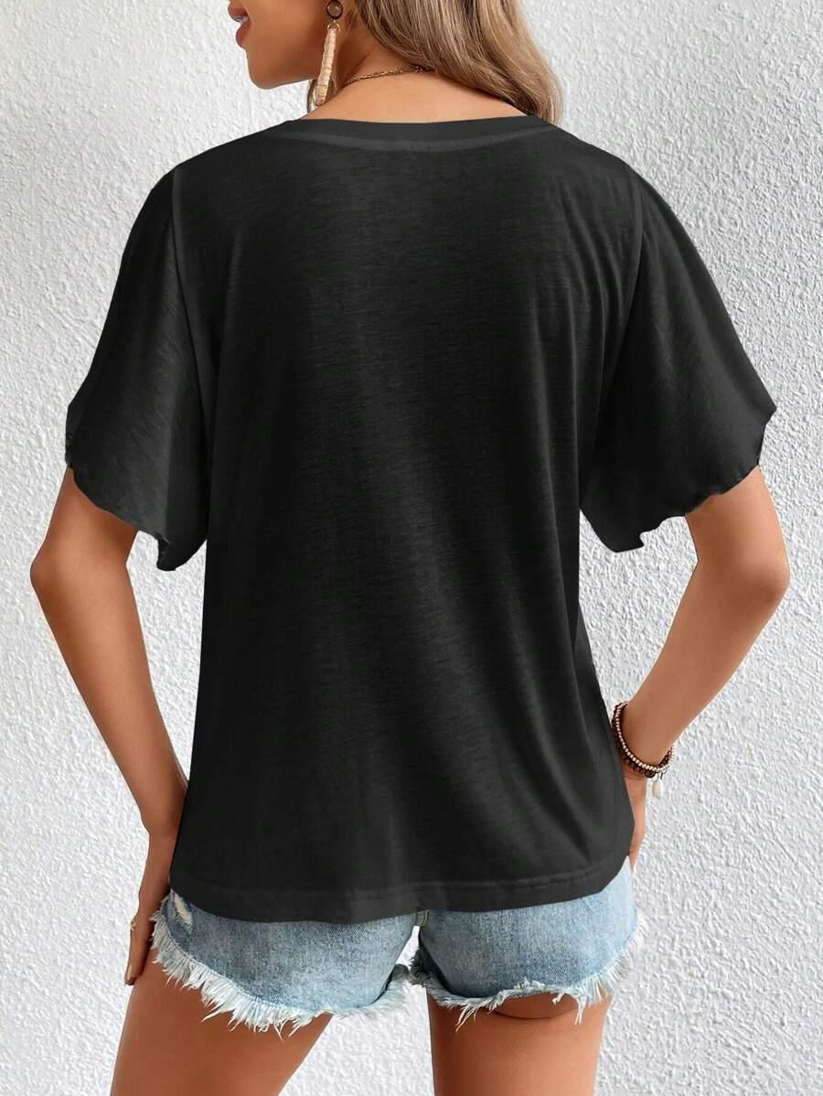 SHEIN CZARNA BLUZKA V NECK S06__L