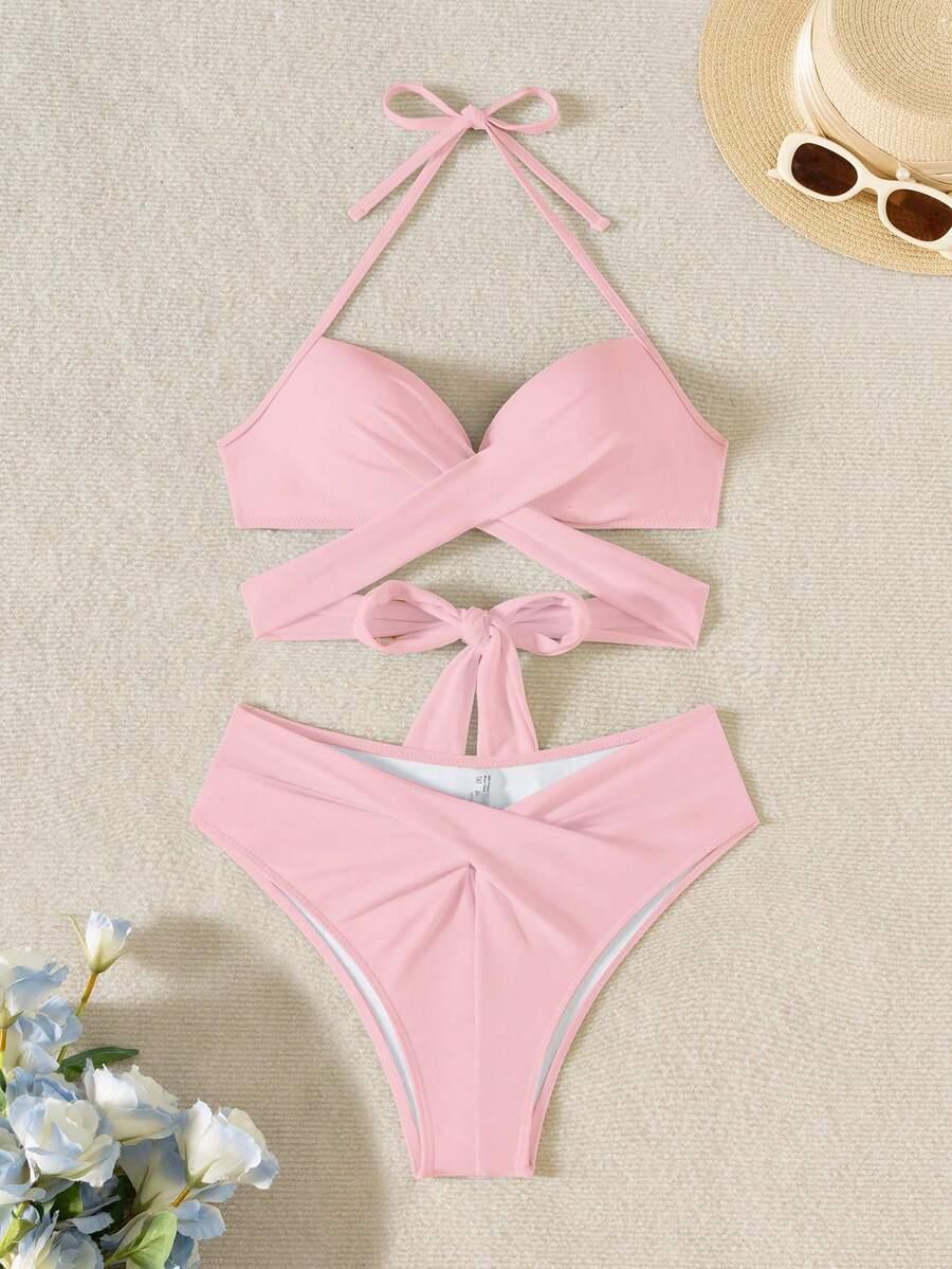 SHEIN RÓŻOWY DWUCZĘŚCIOWY STRÓJ KĄPIELOWY S09__S