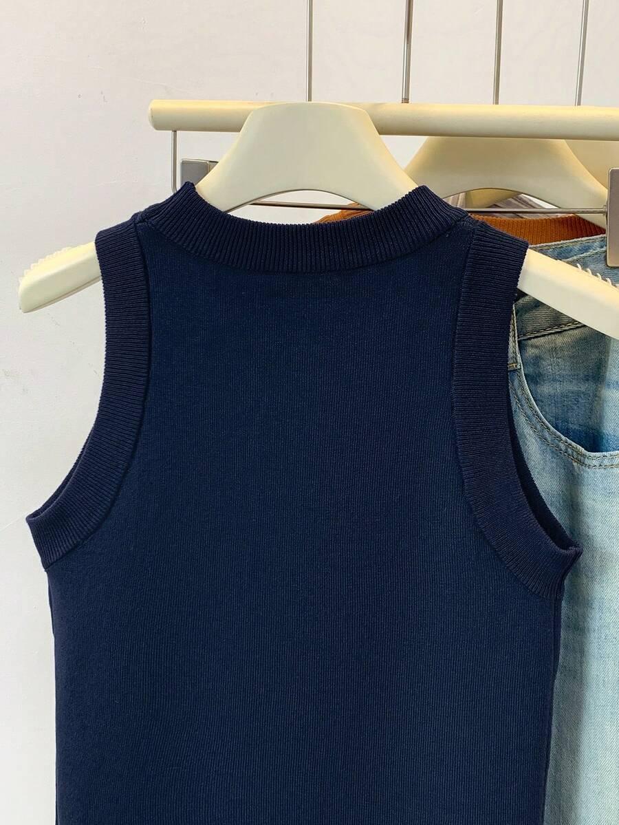 SHEIN GRANATOWY TOP DZIANINA S06__M