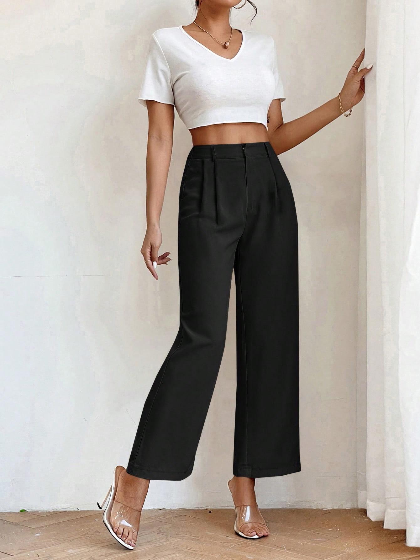 SHEIN CZARNE ELEGANCKIE SPODNIE S06__L