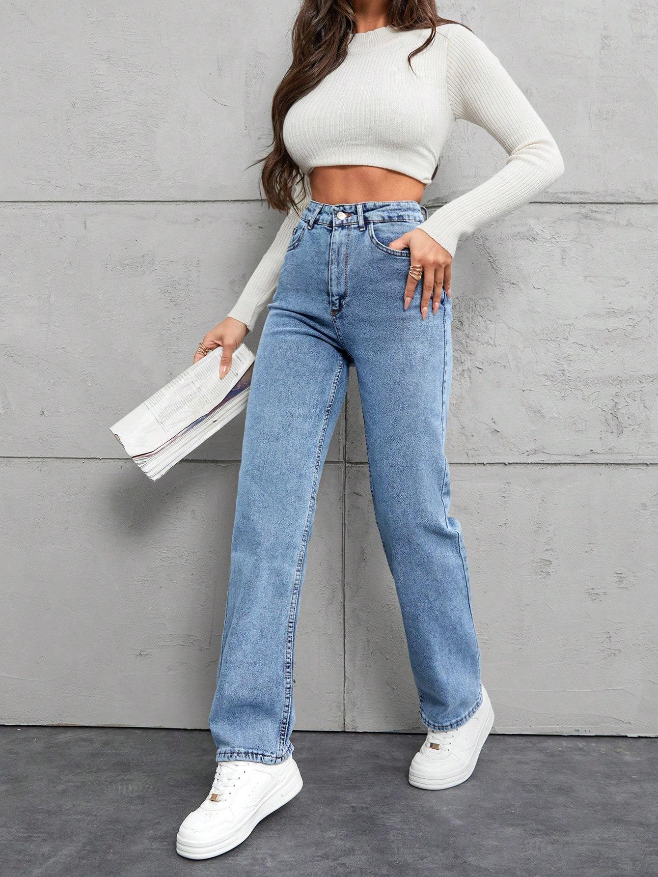 SHEIN PROSTE SPODNIE JEANS WYSOKI STAN S06__44