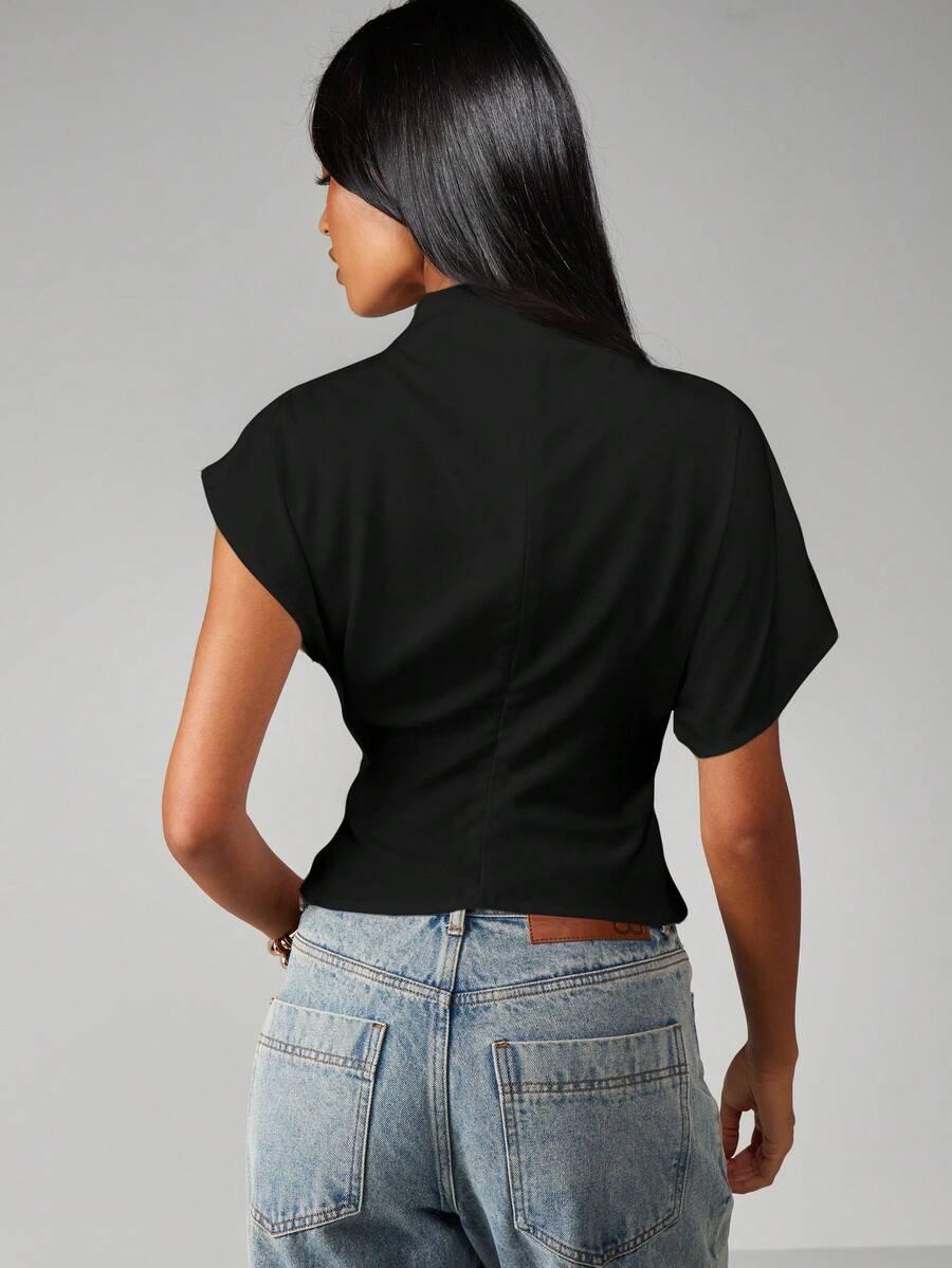 SHEIN CZARNA TALIOWANA BLUZKA S06__S