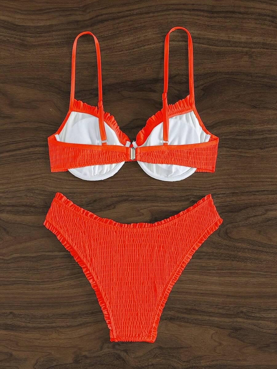 SHEIN POMARAŃCZOWY STRÓJ KĄPIELOWY DWUCZĘŚCIOWY S09__M