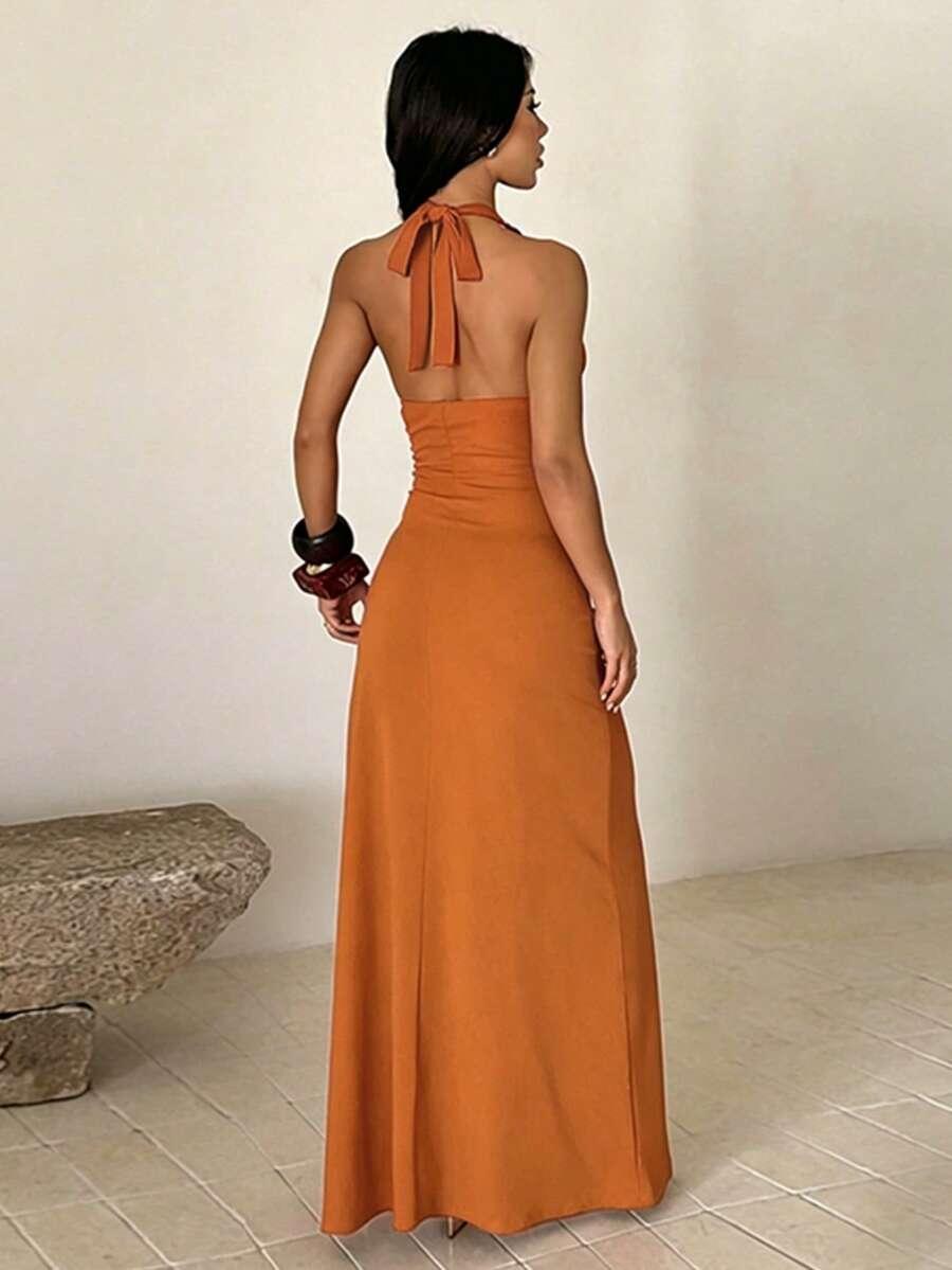 SHEIN POMARAŃCZOWA MAXI SUKIENKA S06__XS