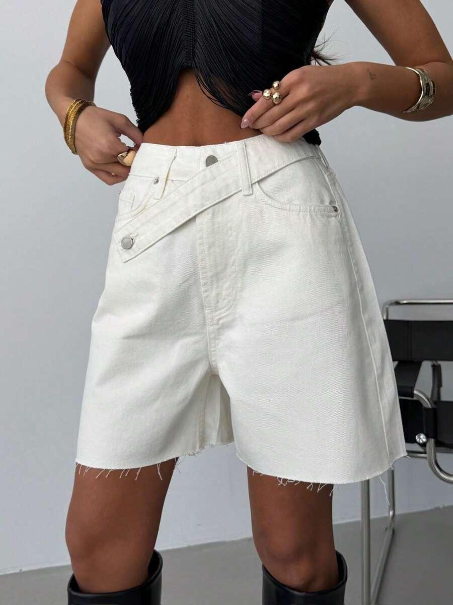 SHEIN BIAŁE SPODENKI JEANS S06__M