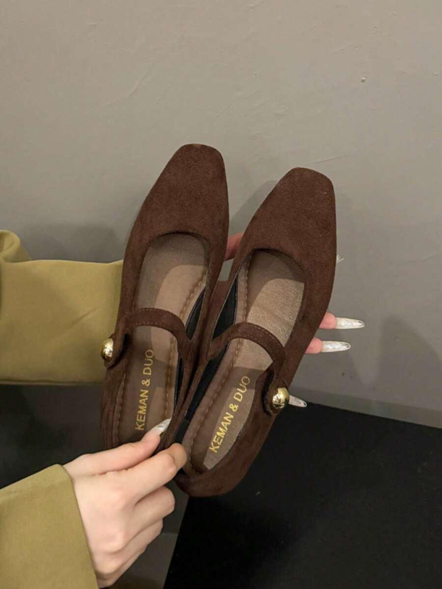SHEIN BRĄZOWE BALERINY KWADRATOWY NOSEK S06__37,5