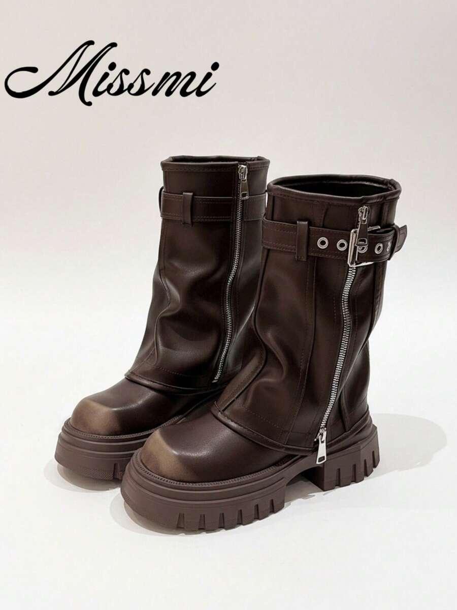 SHEIN BRĄZOWE KOZAKI KLAMRA W01__39
