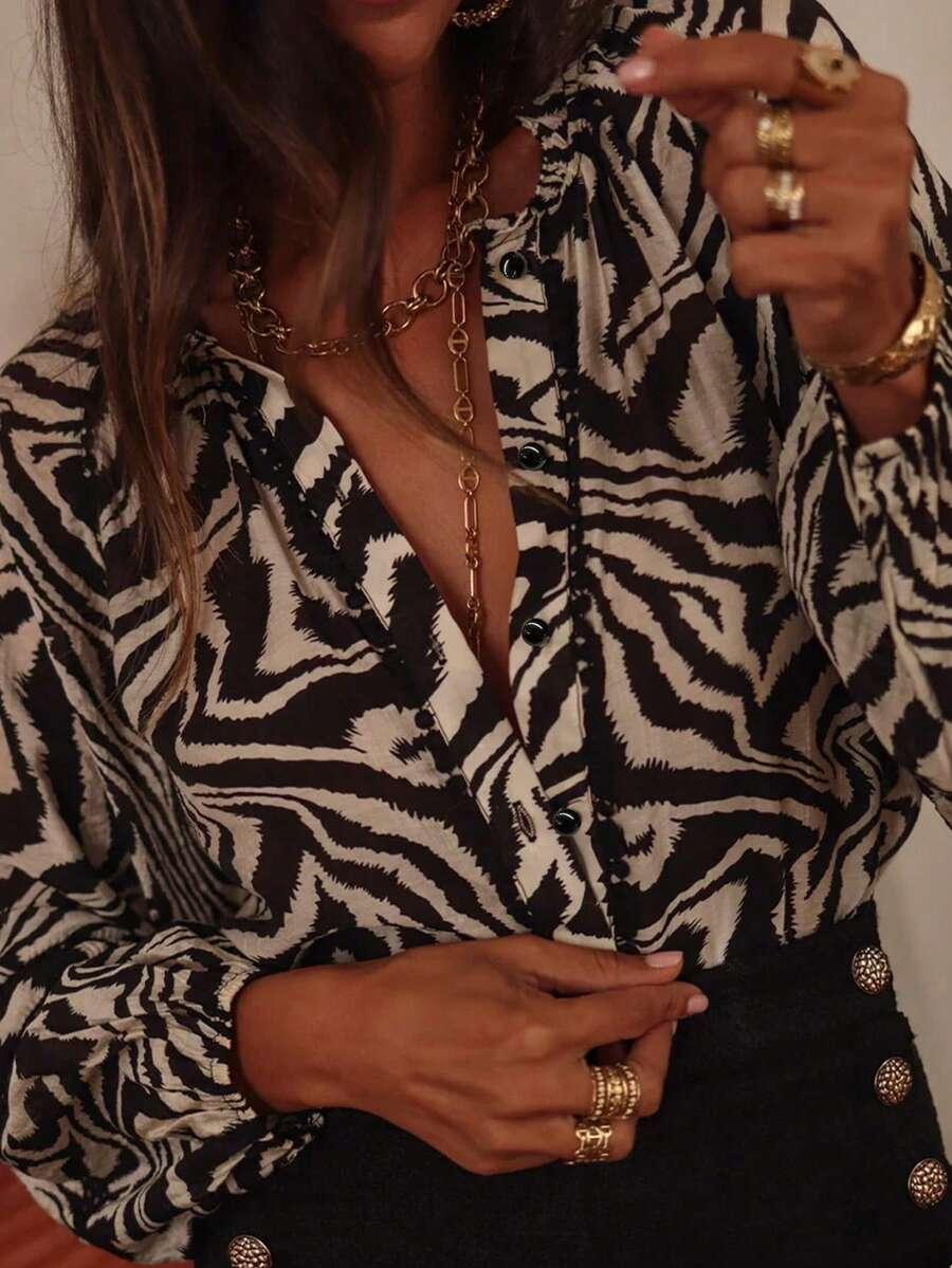 SHEIN KOSZULA DŁUGI RĘKAW ANIMAL PRINT S06__S