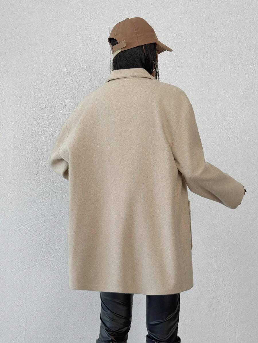 SHEIN BEŻOWY PŁASZCZ GUZIKI S06__S
