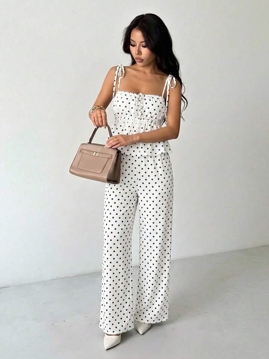 SHEIN TOP SPODNIE W GROSZKI KOMPLET S06__S