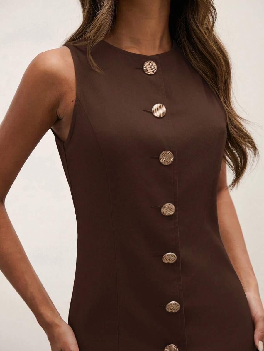 COSMINA BRĄZOWA MINI SUKIENKA S06__M
