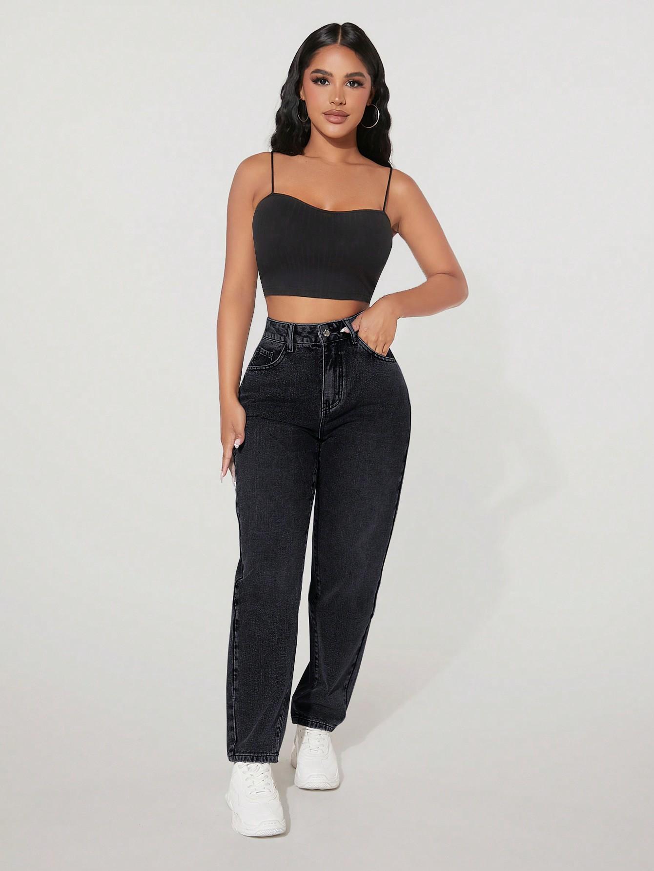 EURMUSE CZARNE SPODNIE JEANS