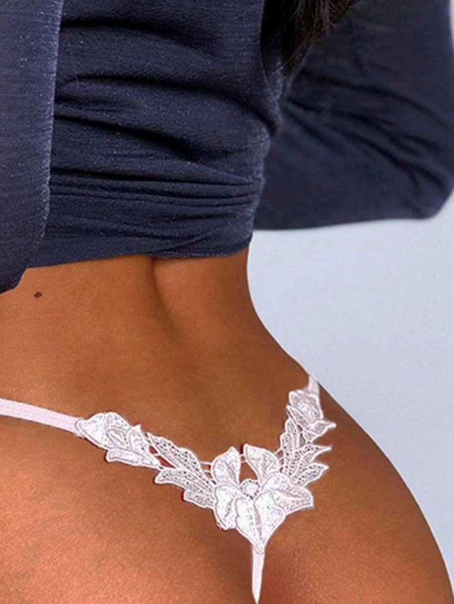 SHEIN BIAŁE MAJTKI ZDOBIENIE S09__M