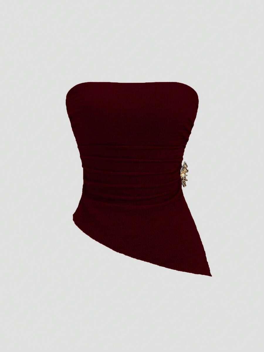 SWEETRA CZERWONY TOP ODKRYTE RAMIONA S06__XS
