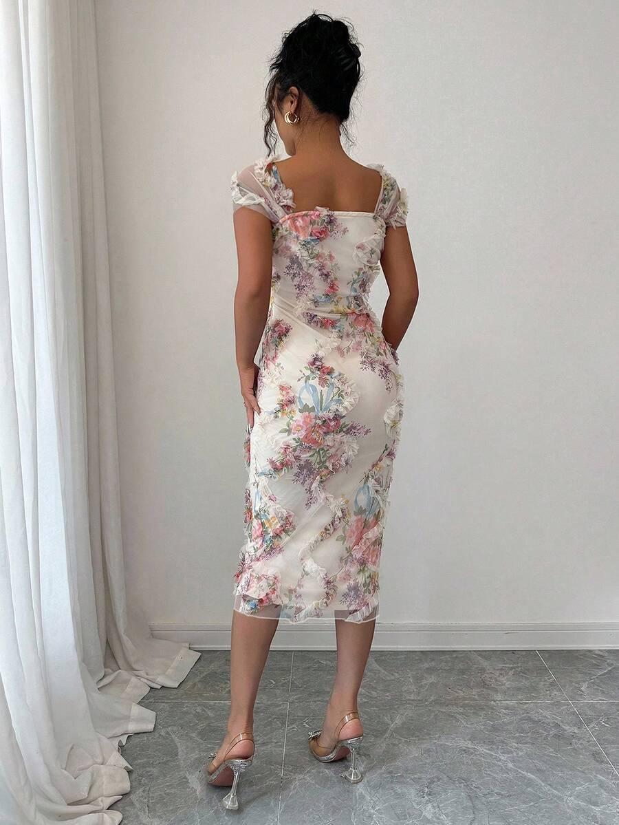 SHEIN SUKIENKA MIDI KWIATY S06__S