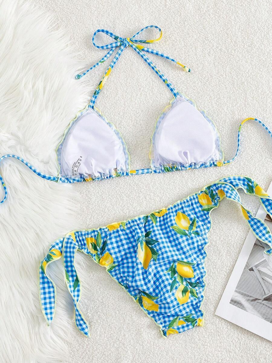 SHEIN KOMPLET BIKINI WZÓR CYTRYNKI S09__XS