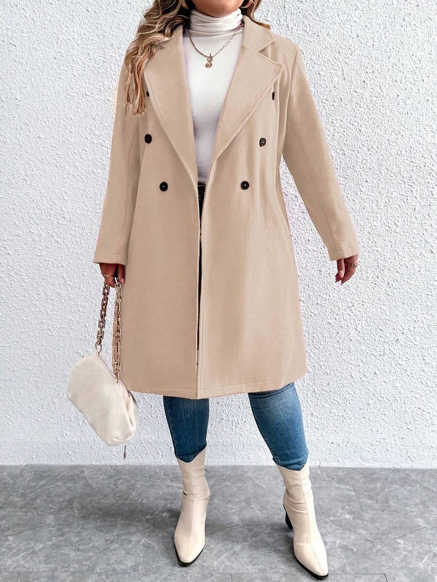 SHEIN BEŻOWY KLASYCZNY PŁASZCZ S06__46