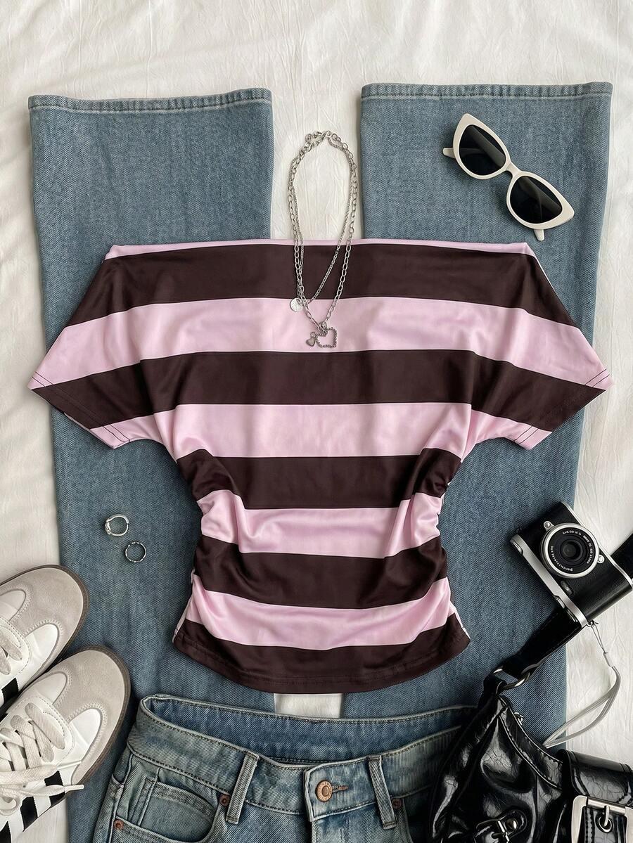 SHEIN TOP WZÓR PASKI S06__M