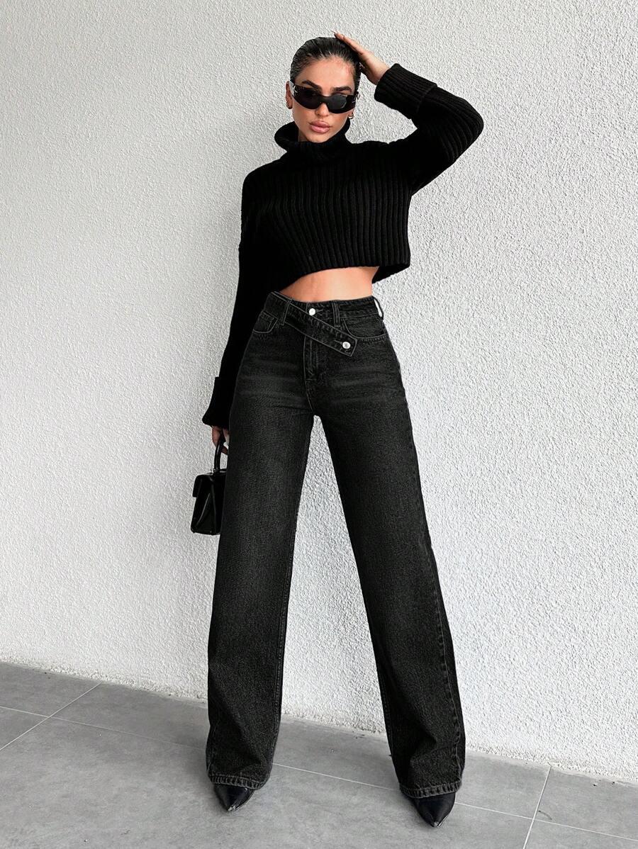 SHEIN CZARNE SPODNIE JEANS S06__M