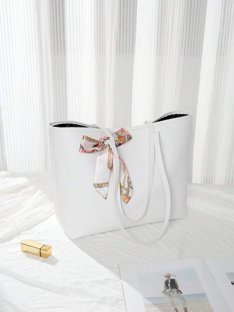 SHEIN BIAŁA TOREBKA IMITACJA SKÓRY S07__29X45CM