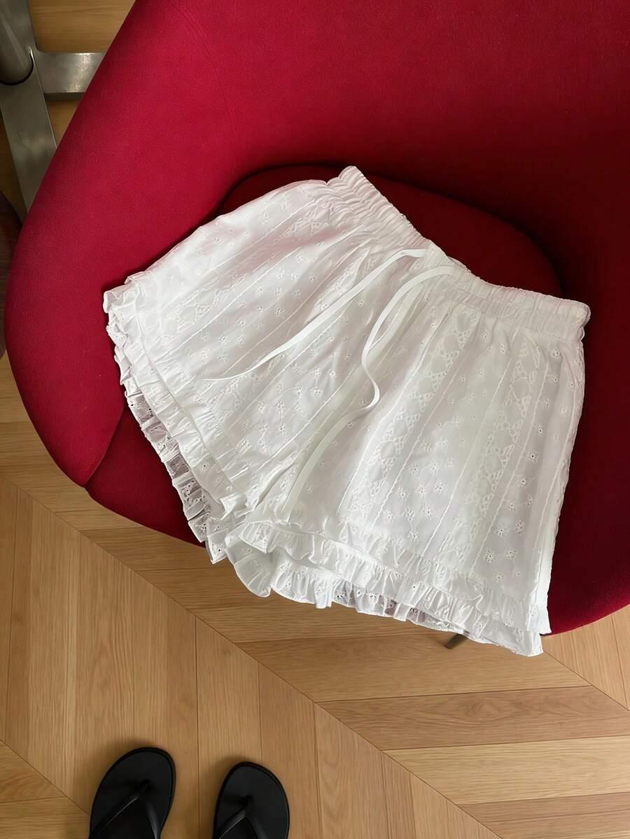 SHEIN BIAŁE SPODENKI HAFT S06__S