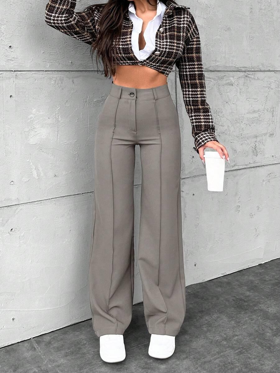 SHEIN SZARE SPODNIE PROSTA NOGAWKA S06__L