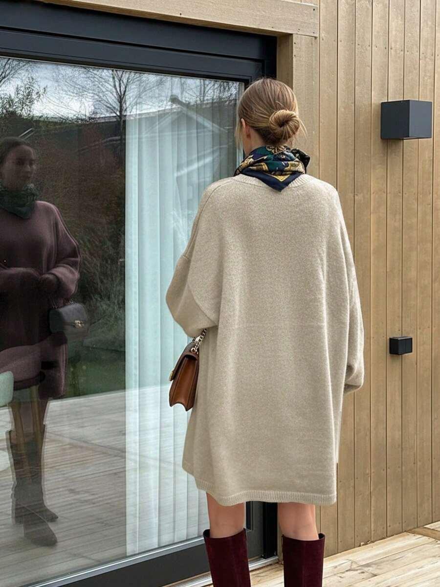 SHEIN DZIANINOWA SUKIENKA DŁUGI RĘKAW S06__XS