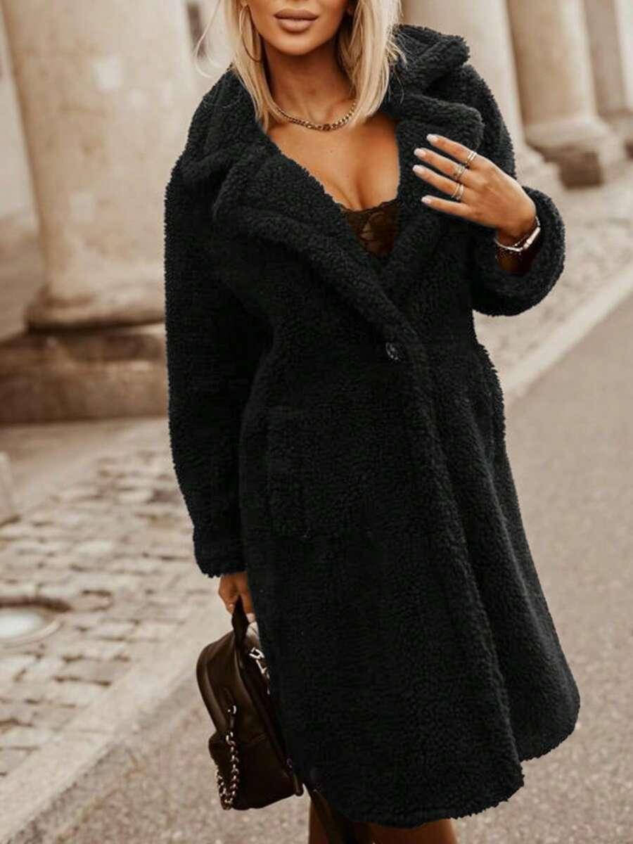 SHEIN CZARNY PŁASZCZ MIŚ W01__S
