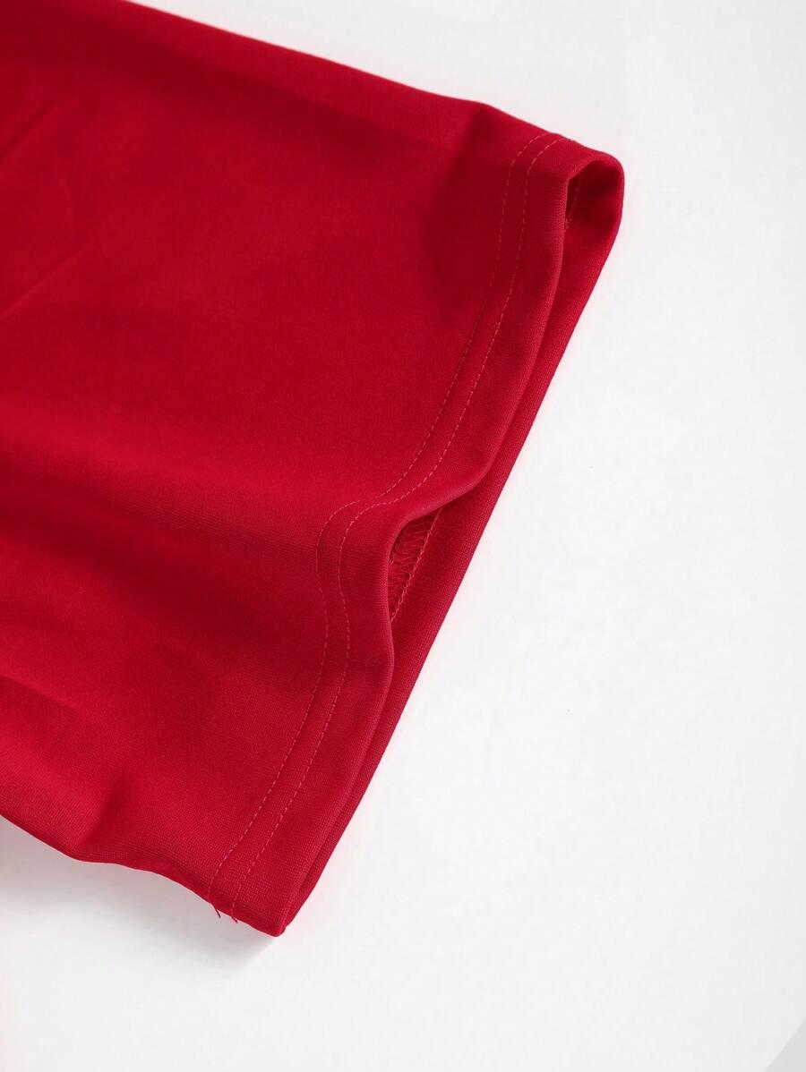 SHEIN CZERWONY T-SHIRT BASIC S06__XL