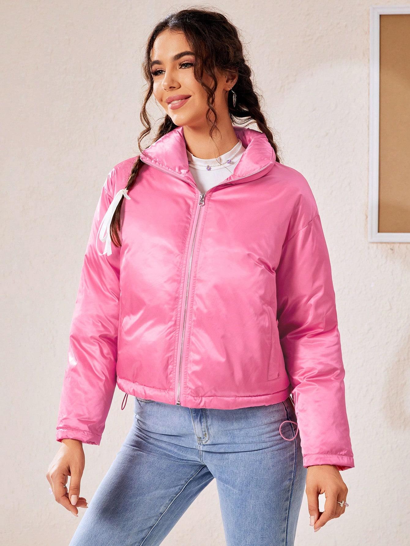 SHEIN RÓŻOWA PIKOWANA KURTKA ZAMEK W01__XS