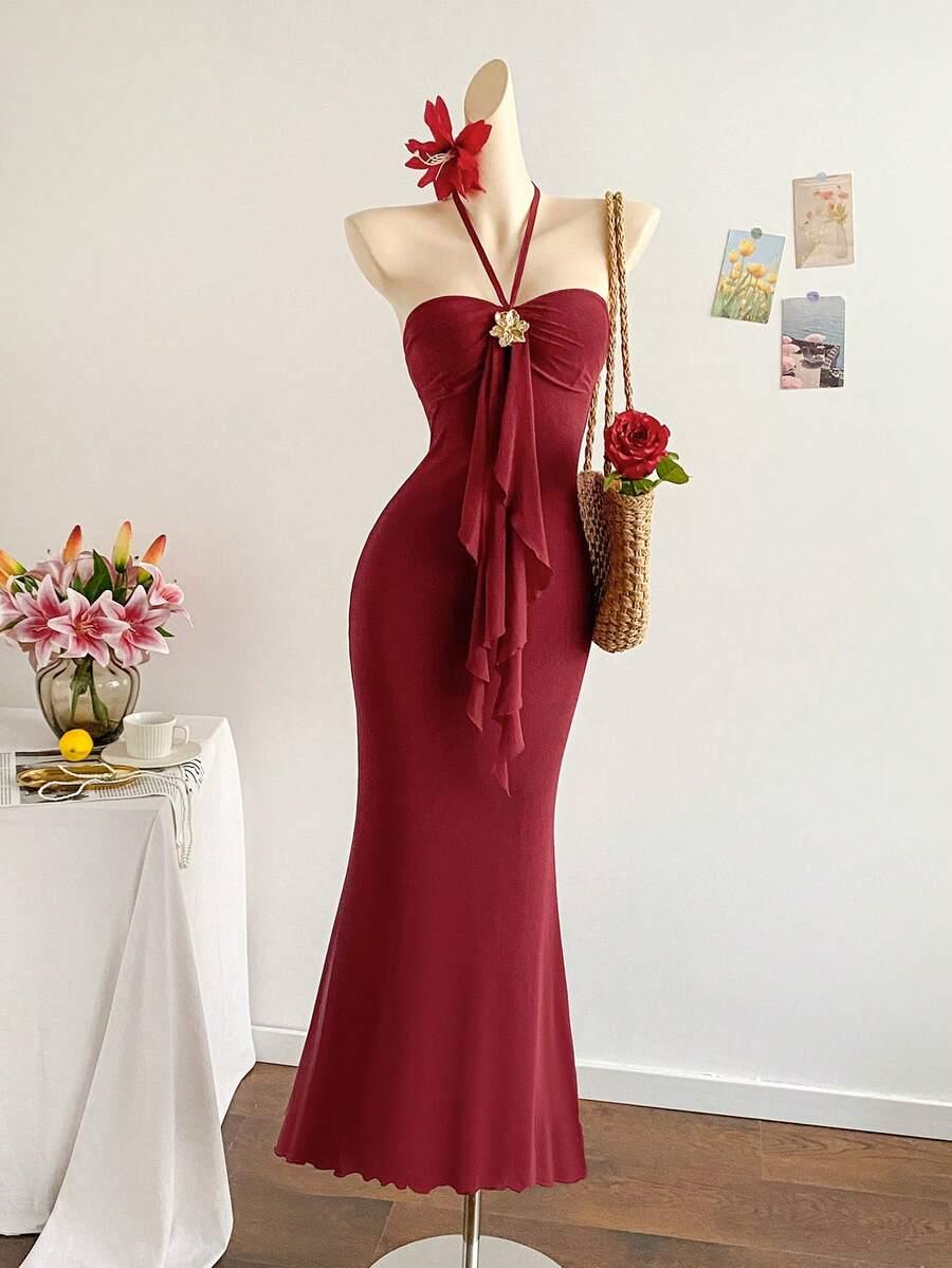 SHEIN CZERWONA MAXI SUKIENKA S06__XS