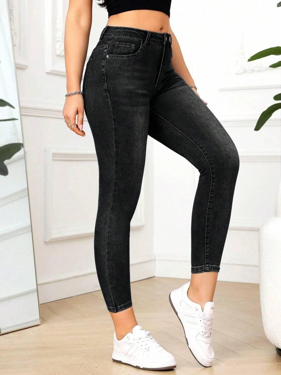 SHEIN CZARNE SPODNIE JEANS RURKI
