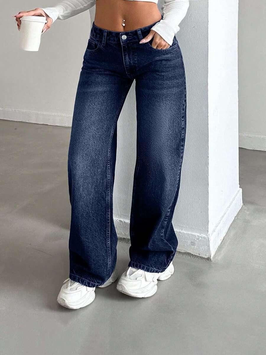 SHEIN GRANATOWE SPODNIE JEANS