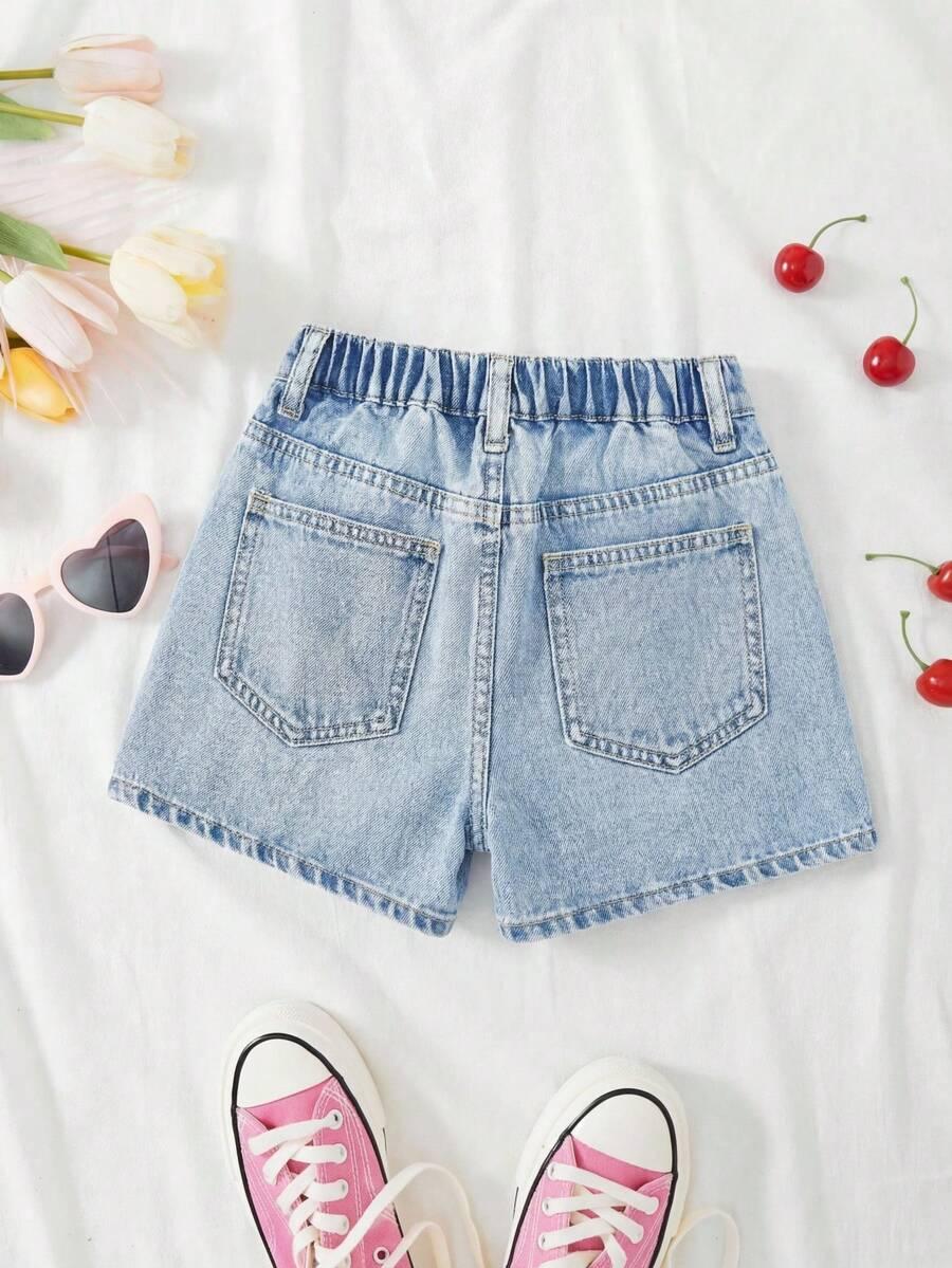 SHEIN NIEBIESKIE JEANSOWE SPODENKI HAFT S06__146
