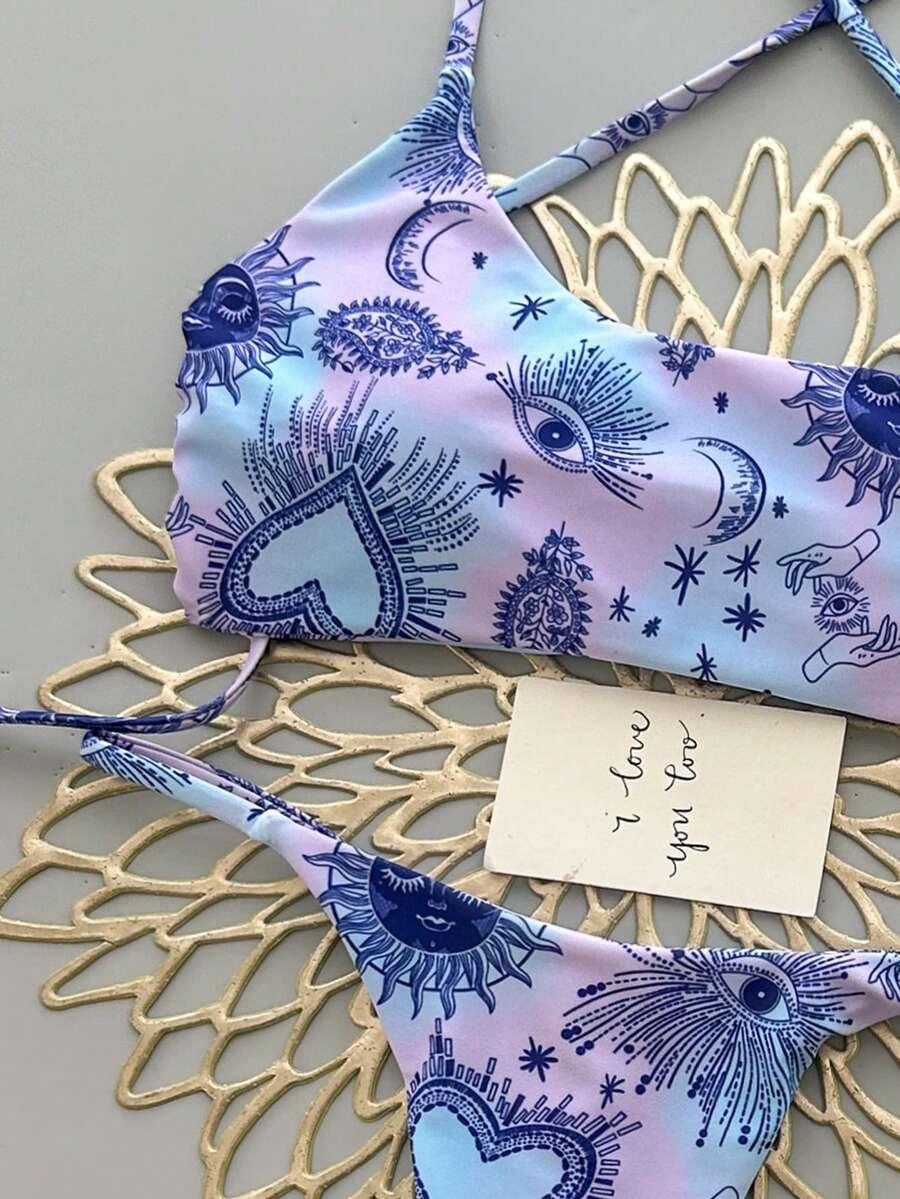 SHEIN KOMPLET BIKINI WZÓR STRINGI PK01__M