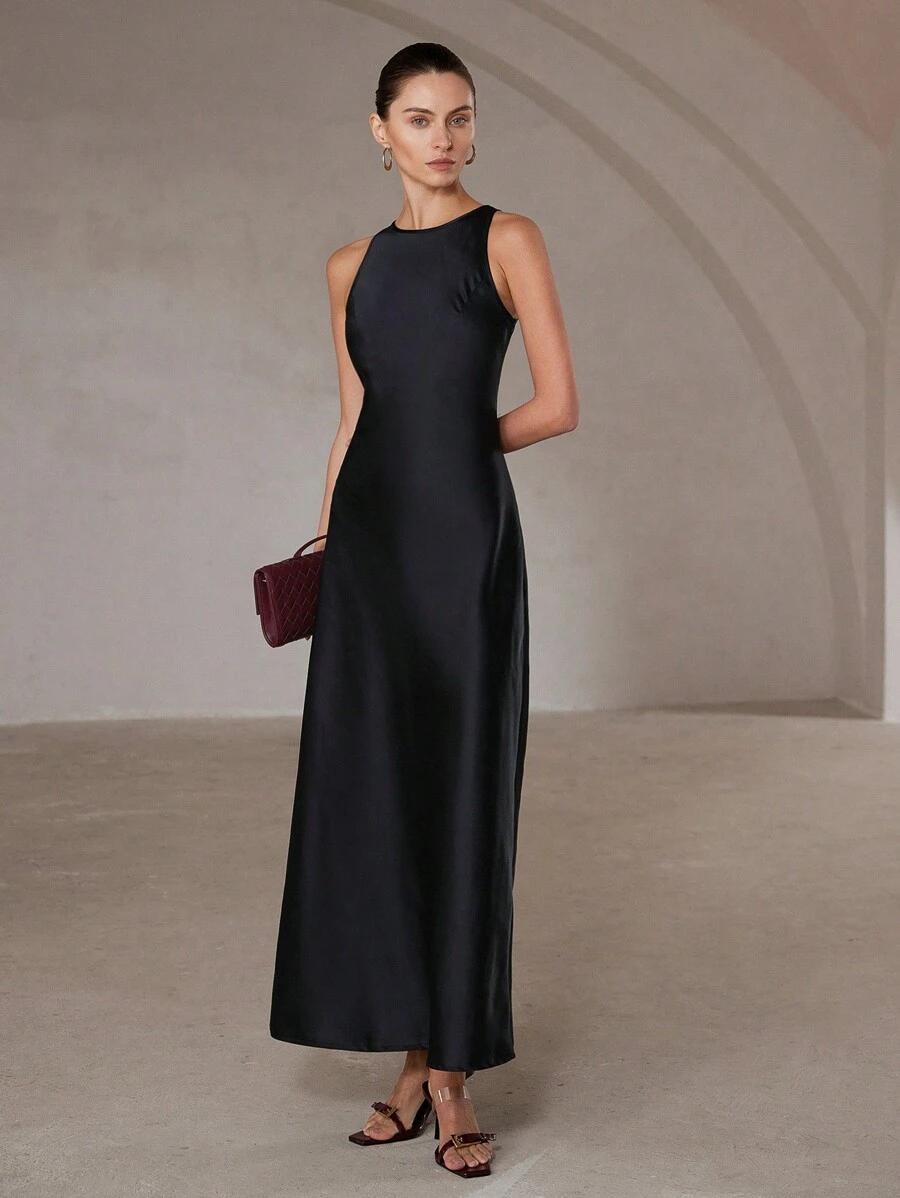 SHEIN CZARNA MAXI SUKIENKA S06__L