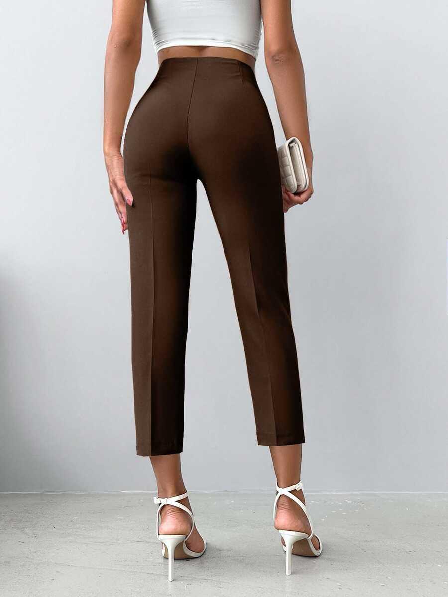 SHEIN BRĄZOWE SPODNIE CYGARETKI PK01__M