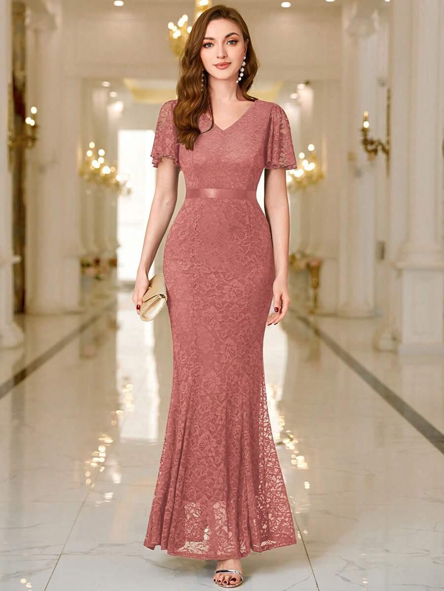 MISSMAY KORONKOWA MAXI SUKIENKA V NECK S06__S